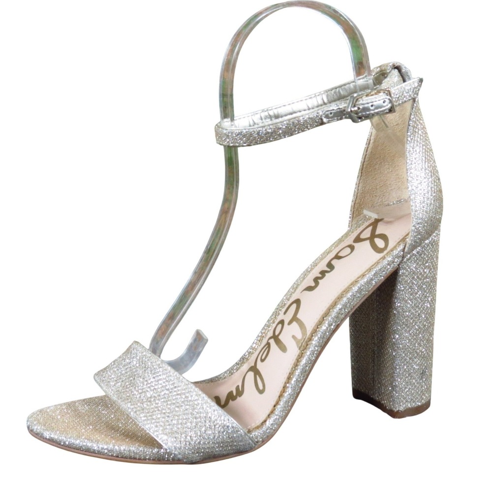 Sam Edelman Yaro Women Heel Size 9 Special Occasion Gold Glitter Fabric